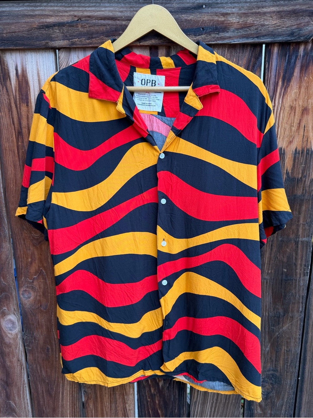 OPB Original Paperbacks Abstract Retro Wave Button Down Shirt XL